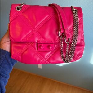 Betsey Johnson Pink Quilted Chain Shoulder Bag